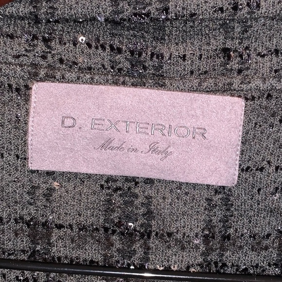 D. EXTERIOR Green & Black Wool Plaid Sparkle Double Breasted Blazer Holiday L - Picture 4 of 9